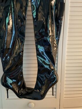 Mix No. 6 Black Patent Over-The-Knee Stiletto Boots